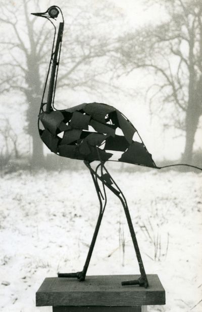 Steel Rhea on Plinth